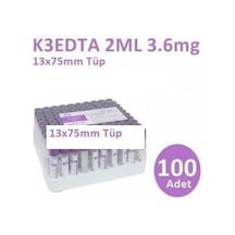 Medikaltec 100 Adet Kan Alma Tüpü, Mor Kapak, K3e K3edta 2ml 3.6mg 13x75mm, Bd Vacutainer