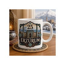Erzurum Temalı Kupa Bardak Manzara Ve Plaka Desen 18 Beyaz Beyaz