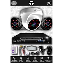 Turkno 3 Kameralı Galia 1 İç Kamera Set HDD'siz Full HD Gece Görüşlü Güvenlik Kamerası Sistemi