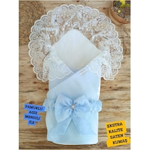 Kumru Kristal Kı Bebek Kundağı Unisex Bebek Dış Kundak Battaniyesi Hastane Çıkışı Kundak Battaniye Mavi
