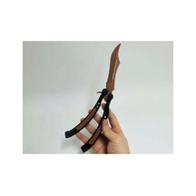 Cs2 Kelebek/butterfly Bıçak Plastik Kahverengi Oyuncak 3d Keskin Değil