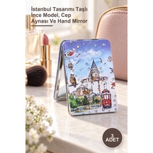 3 Adet El Aynası İstanbul Tasarımı Taşlı İnce Model, Cep Aynası Ve Hand Mirror Diğer