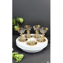 Çnr Home Collection 18 Parça Gold Kelebek Figürlü Çay Seti & Sunumluk Gold