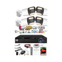 J-tech 5mp 7070 Renkli Gece Görüşlü 4 Lü 500gb Akıllı Güvenlik Kamera Seti Yüz Ve Araç Tanıma