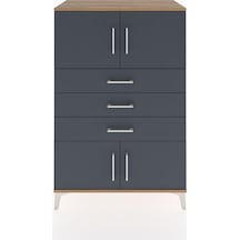 Hyperion Dolap Tek Raflı 3 Çekmeceli 4 Kapaklı 88x44x134 Çam-antrasit Atlas Çam