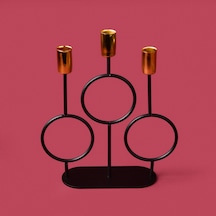Deco Cerchio Şamdan - Siyah / Gold - 26 Cm Çok Renkli
