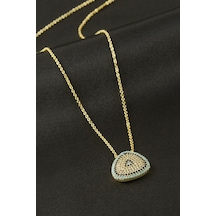 Oval Nazar Zirkon Taşlı Kolye - Sarı N162 87263007