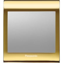 Viko Panasonic Thea Blu Tekli Anahtar Çerçeve Gold+dore, Kapak Metalik Beyaz