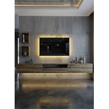 Resital Duvara Monte Ledli 270 Cm Tv Ünitesi Duvar Raflı - Ll6028 Ceviz