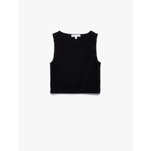 Koton Bisiklet Yaka Kolsuz Dar Kesim Pamuklu Basic Crop Atlet Siyah 5sal30204ık Siyah