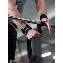 Savur Bilekli Fitness Strap - Lifting Straps, Ağırlık Kayışı Siyah