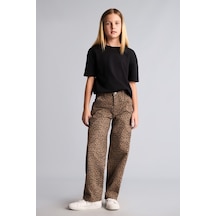 Defacto Leopar Desenli Baggy Fit Esnek Bantlı Paça Gabardin Pantolon Kız Çocuk I1701a826aubn335 Kahve-bn335