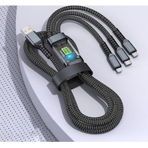 3'ü 1 Arada Usb Kablosu Hızlı Şarj, Şeffaf Aydınlık 100w Süper Hızlı Şarj Kablosu, Dayanıklı Na Standart