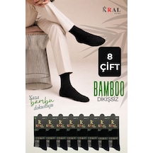 Kral Socks Erkek Yazlık Bambu Soket Uzun 8 Çift Karma Renkli Çorap Siyah
