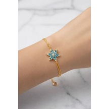 Çekirdekjewelry 925 Ayar Gümüş Lotus Çiçeği Bileklik Sarı