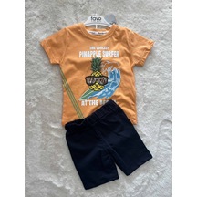 Gözlüklü Ananas Şortlu İkili Takım turuncu