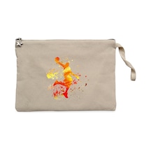 Basketball Fire Silhouette Krem Clutch Cüzdan / El Çantası Krem