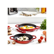 Schafer Guss Chef Döküm Sahan Çift Kulplu 19cm 1 Parça Kırmızı