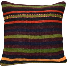 Zehra Abla Halı Yeni El Dokuma Dekoratif Kilim Kırlent Yastık Kılıfı 6482 Çok Renkli