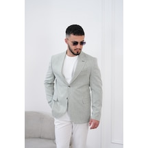 Dupont Classics Dupont Slim Fit Sivri Yaka 6 Drop Çift Yırtmaç Keten Blazer Ceket - Nefes Alabilen Hafif Erkek Ceket Yeşil