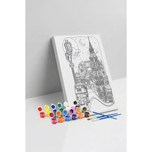 Londra Temalı Mandala Tuval Boyama Seti 40x50 Cm