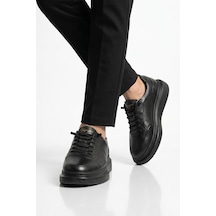 Voyager Siyah Hakiki Deri Erkek Sneaker Memory Taban Premium Casual Ayakkabı M704-1 M