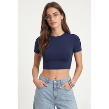 Ritnice Kadın New Serra %100 Pamuk Lacivert Crop Top