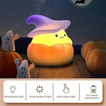 Szypzstore Led Balkabağı Hayalet Silikon Lamba Silikon Led Işık Gece Lambaları Usb Şarj Edilebilir Başucu Lambası Ofisler Yatak Odası A Iydgrb Beyaz