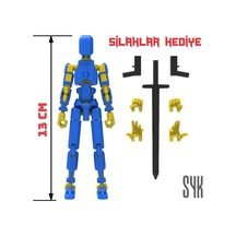 Robot 13 Dummy Mavi Sarı Tüm Eklemleri Hareketli Aksiyon Figürü Oyuncak