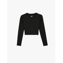 Koton Uzun Kollu Bisiklet Yaka Slim Fit Spor Tişört Siyah 6sak10263nk
