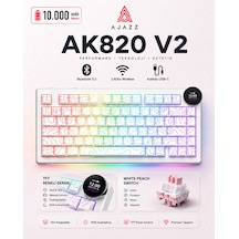 Ak820 V2 Ekranlı, Kablosuz Mekanik Oyun Klavyesi-10.000 Mah Batarya
