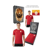 Puma Galatasaray Lisanslı Sıfır Yaka Kırmızı A Takım Antrenman T-shirt Bayrak Ve Uv Kutulu Hediyelik Kutu Kırmızı - Beyaz