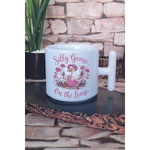 Silly Goose On The Loose Baskılı T Kulplu Latte Fincanı Kupa Bardak Beyaz