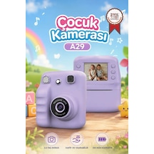 Dijital Fotoğraf Makineleri Çocuk Termal Resim Kağıt Baskılı Yazıcı Kamera Video Makinesi A29 Mor