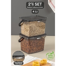 2 Parça Deterjan , Un Ve Bakliyat Saklama Kabı-erzak Saklama Kutusu Platin 2 X 4 Lt Antrasit