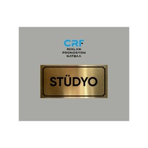Gold Aluminyum Kapı İsimliği Stüdyo Yazılı Arkası Yapışkanlı 10x20 Cm