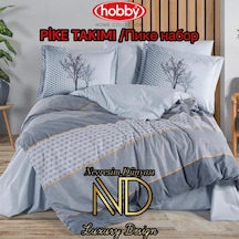 Poplin Pike Takımı Çift Kişilik Tanya İndigo Renkli