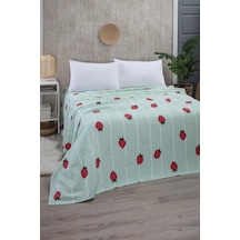 Mulberry Çilek Desenli Çift Kişilik Pike Yatak Örtüsü 200 x 230 Yeşil