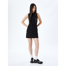 Koton Bisiklet Yaka Kolsuz Slim Fit Mini Elbise Siyah 5wal80064ıw Siyah