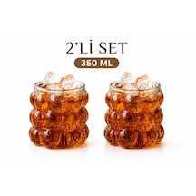 2 Adet Kabartmalı Borosilikat Cam Kulpsuz Üzüm Bardak 350 Ml Renksiz / Şeffaf