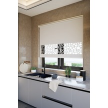 Perdea Lazer Kesim Mat Stor Perde, Lazer Kesimli Klasik Serisi, C-121001 Beyaz Renk