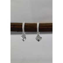 925 Ayar Gümüş Rodyum Kaplama Kalp Halka Küpe N11.5986