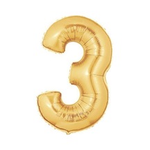 90 Cm Gold Renk Rakamlı Folyo Balon 3 Numara Sarı