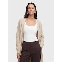 LC Waikiki Lc Waıkıkı Bej Şal Yaka Oversize Kadın Triko Hırka Xl-2xl