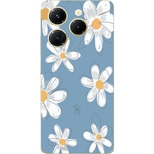 Infinix Hot 40-40 Pro Uyumlu Mavi Papatya Bahçesi Baskılı Silikon Kılıf Renkli