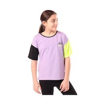 Toontoy Kids Toontoy Kız Çocuk Baskılı Bisiklet Yaka Kısa Kollu Tişört - Renk Bloklu Lila