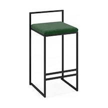 Lora Yeşil Kumaşlı Metal Bar Sandalyesi Siyah