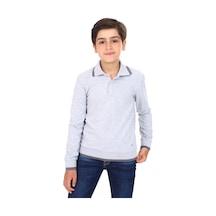 Toontoy Kids Toontoy Erkek Çocuk Regular Fit Polo Yaka Baskılı Sweatshirt - 2 İplik Gri