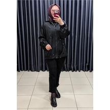 Ghisa Kadın Siyah Rahat Kesim Fermuarlı Ceket Siyah - 937352160 Siyah