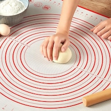 Kırmızı Kaymaz Silikon Pasta Mutfak Mat Ekstra  Kabuk Mat 30 40cm